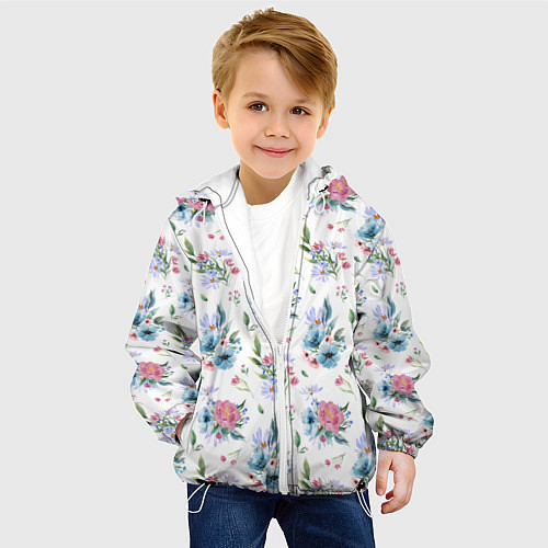 Детская куртка Весенние акварельные цветы / 3D-Белый – фото 4