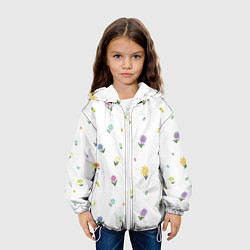 Куртка с капюшоном детская Цветы и бабочки, цвет: 3D-белый — фото 2