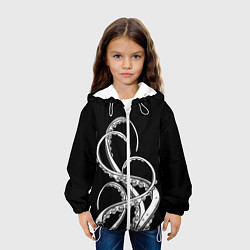 Куртка с капюшоном детская Octopus Black and White, цвет: 3D-белый — фото 2