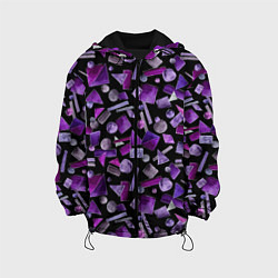 Куртка с капюшоном детская Геометрический фиолетовый, цвет: 3D-черный