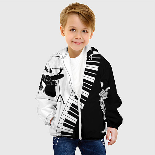 Детская куртка Черно Белое пианино / 3D-Белый – фото 4
