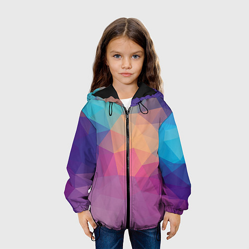 Детская куртка Цветные полигоны - Градиент / 3D-Черный – фото 3