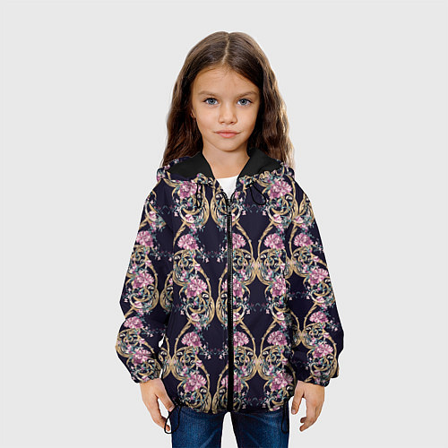 Детская куртка Узор из цветов / 3D-Черный – фото 3
