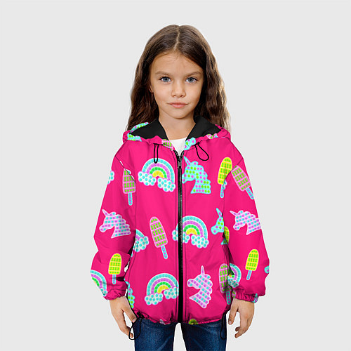 Детская куртка Pop it радуга и единорог / 3D-Черный – фото 3