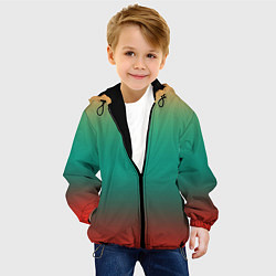 Куртка с капюшоном детская Красно-бирюзовый градиент, цвет: 3D-черный — фото 2