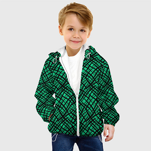 Детская куртка Абстрактный зелено-черный узор / 3D-Белый – фото 4