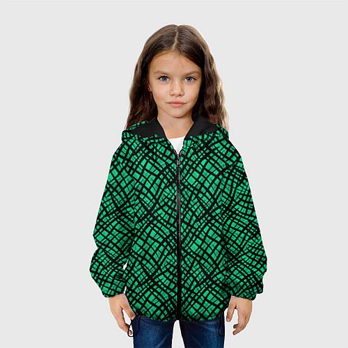 Детская куртка Абстрактный зелено-черный узор / 3D-Черный – фото 3