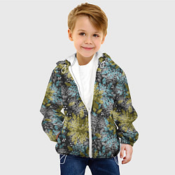 Куртка с капюшоном детская Черно оливковый цветочный, цвет: 3D-белый — фото 2