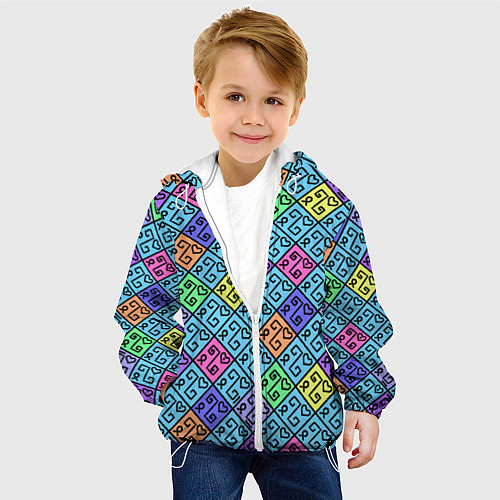 Детская куртка Неоновый яркий абстрактный узо / 3D-Белый – фото 4