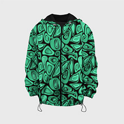 Куртка с капюшоном детская Зеленый абстрактный узор, цвет: 3D-черный