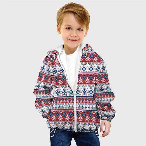 Детская куртка Этнический красно-синий узор / 3D-Белый – фото 4