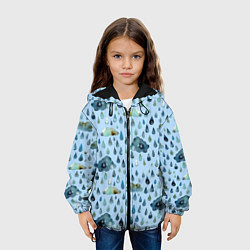 Куртка с капюшоном детская Дождливая осень Тучки и дождь, цвет: 3D-черный — фото 2