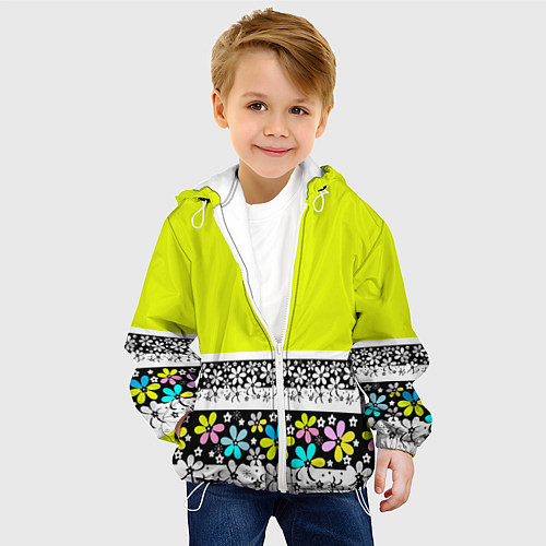 Детская куртка Яркий цветочный узор / 3D-Белый – фото 4