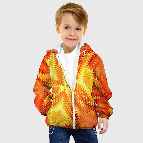 Детская куртка Желто-оранжевая абстракция / 3D-Белый – фото 4