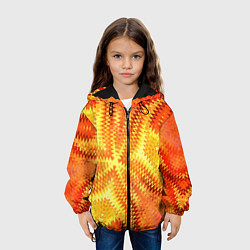 Куртка с капюшоном детская Желто-оранжевая абстракция, цвет: 3D-черный — фото 2