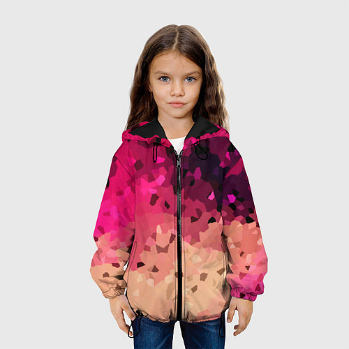 Детская куртка Бежево-малиновый абстрактный / 3D-Черный – фото 3