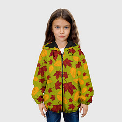 Куртка с капюшоном детская Осенние листья клён и дуб, цвет: 3D-черный — фото 2