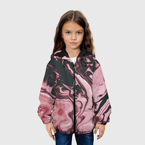 Детская куртка Розовые Разводы С черными / 3D-Черный – фото 3