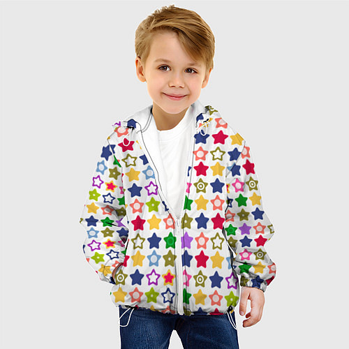 Детская куртка Разноцветные звездочки / 3D-Белый – фото 4