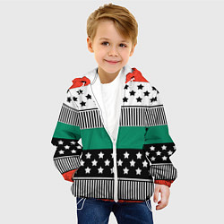 Куртка с капюшоном детская Полосатый звездный узор, цвет: 3D-белый — фото 2