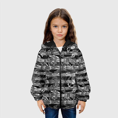 Детская куртка Черно -белый полосатый узор / 3D-Черный – фото 3