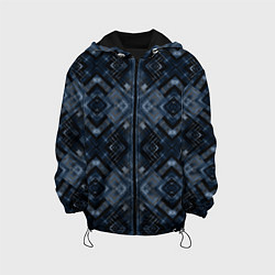Куртка с капюшоном детская Темный синий абстрактный узор, цвет: 3D-черный