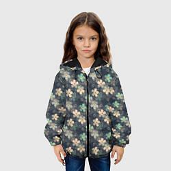 Куртка с капюшоном детская Цветочный ретро узор, цвет: 3D-черный — фото 2