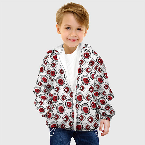 Детская куртка Красно черный узор на белом / 3D-Белый – фото 4