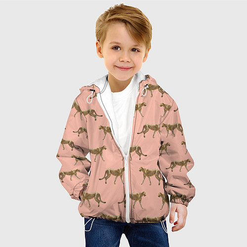 Детская куртка Гепарды на розовом / 3D-Белый – фото 4