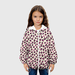 Куртка с капюшоном детская Леопардовый принт розовый, цвет: 3D-белый — фото 2