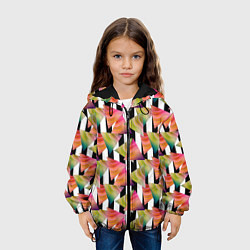 Куртка с капюшоном детская Абстрактный полосатый узор, цвет: 3D-черный — фото 2