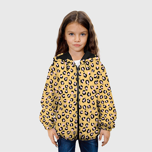 Детская куртка Желтый леопардовый принт / 3D-Черный – фото 3