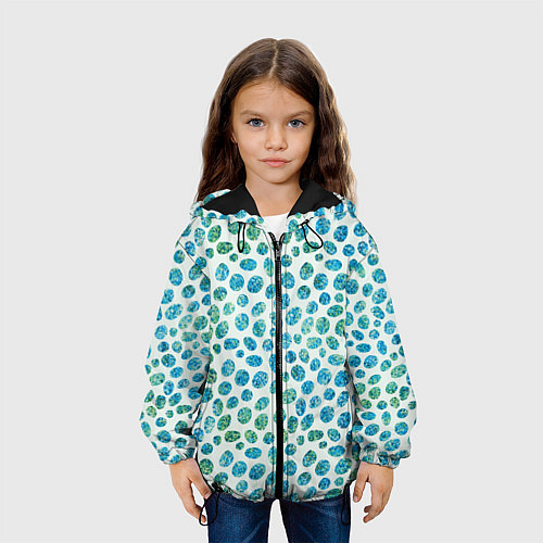 Детская куртка Драгоценные зеленые камешки / 3D-Черный – фото 3
