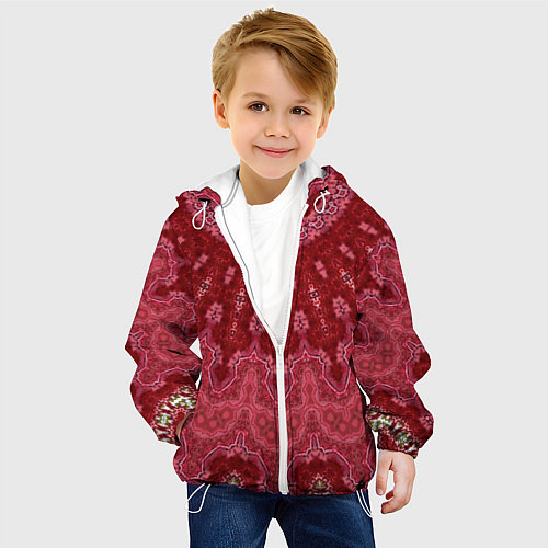 Детская куртка Красно-розовый калейдоскоп / 3D-Белый – фото 4