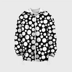 Куртка с капюшоном детская Черно-белый горох, цвет: 3D-белый