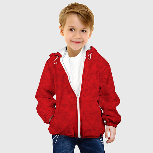 Детская куртка Ярко-красный мраморный узор / 3D-Белый – фото 4