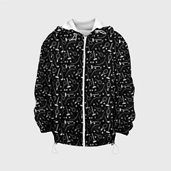 Куртка с капюшоном детская Черно-белый спортивный узор, цвет: 3D-белый