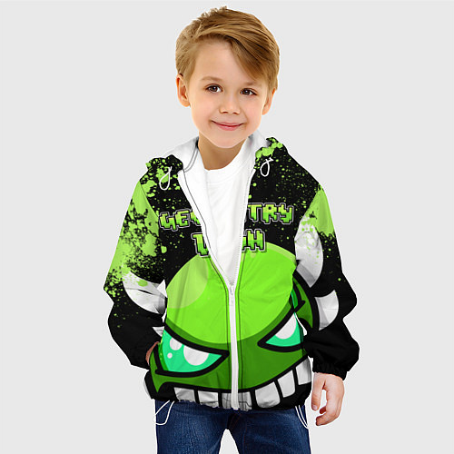 Детская куртка Geometry Dash Green / 3D-Белый – фото 4