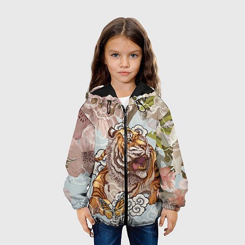 Детская куртка Тигр в облаках / 3D-Черный – фото 3
