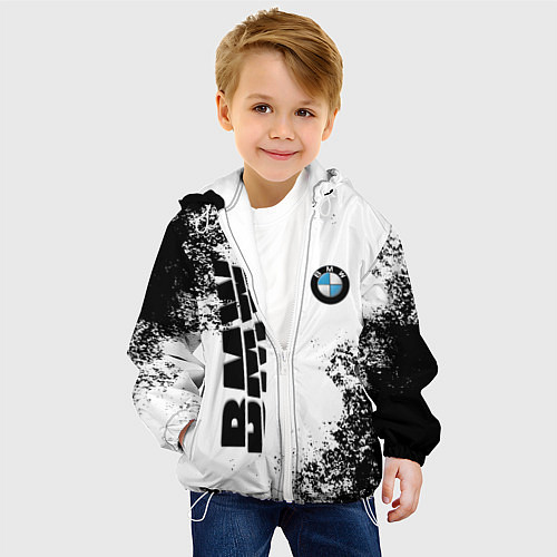 Детская куртка BMW БМВ РАЗРЕЗАННОЕ ЛОГО / 3D-Белый – фото 4