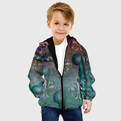 Куртка с капюшоном детская Объемная абстракция - Флер-де-лис, цвет: 3D-черный — фото 2