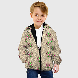 Куртка с капюшоном детская Арт деко на бежевом фоне, цвет: 3D-черный — фото 2