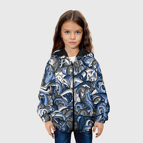 Детская куртка Синий камуфляж с щупальцами / 3D-Черный – фото 3