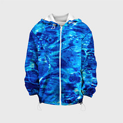 Куртка с капюшоном детская Голубая Вода Текстура, цвет: 3D-белый
