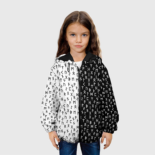 Детская куртка Руны чёрно-белое / 3D-Черный – фото 3
