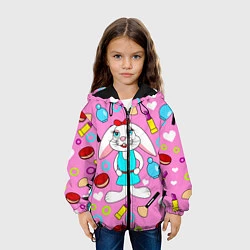 Куртка с капюшоном детская Кролик и косметика, цвет: 3D-черный — фото 2