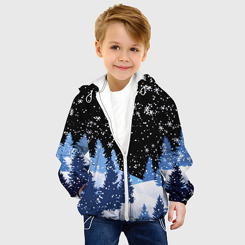 Детская куртка Снежная ночь в зимнем лесу / 3D-Белый – фото 4