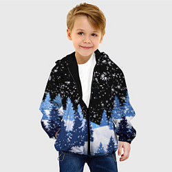 Куртка с капюшоном детская Снежная ночь в зимнем лесу, цвет: 3D-черный — фото 2
