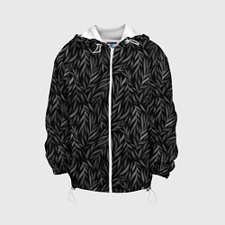 Куртка с капюшоном детская Растительный орнамент черно-белый, цвет: 3D-белый