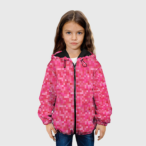 Детская куртка Цикламеновая пиксельная абстракция / 3D-Черный – фото 3